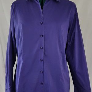 Chicos Womens Wrinkle Resistant Long Sleeve Button Up Shirt Size 2 Purple obo